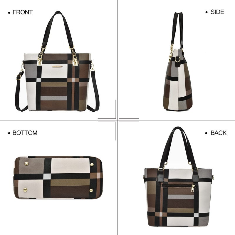 2E-youth Designer Purses and Handbags For Women Satchel Shoulder Bag Tote Bag For Work Clutch Purses (Brown) - Image 4